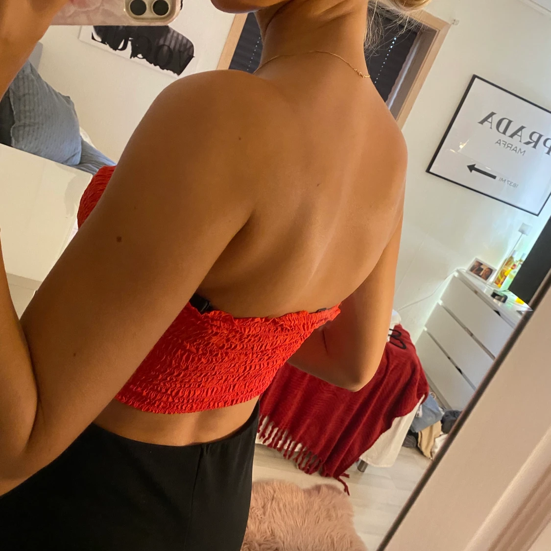 Ribbad röd tubtopp  - 90