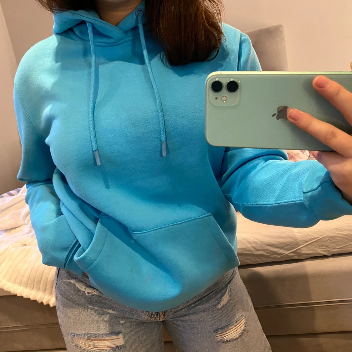 Blå Hoodie