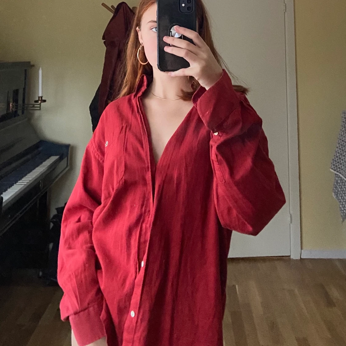 Röd Lacoste skjorta