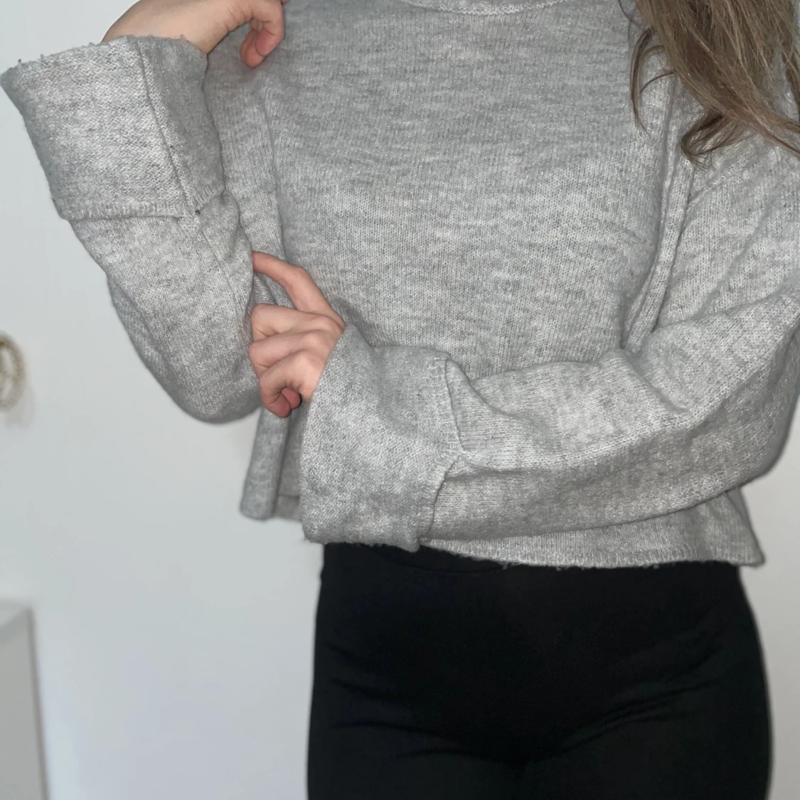 Stickad tröja med polo - 90