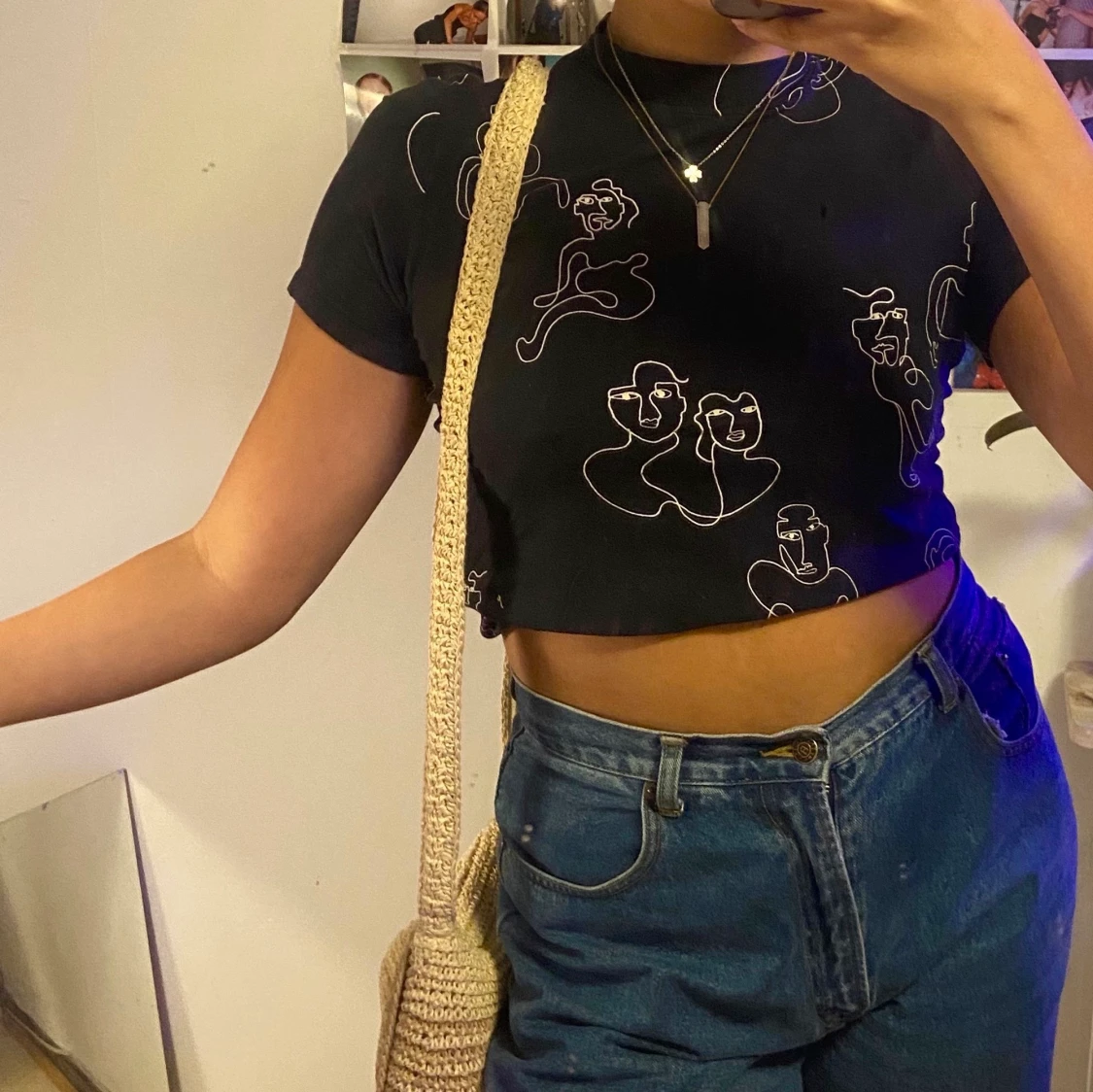 Monki topp m ansikten (mörkblå:)