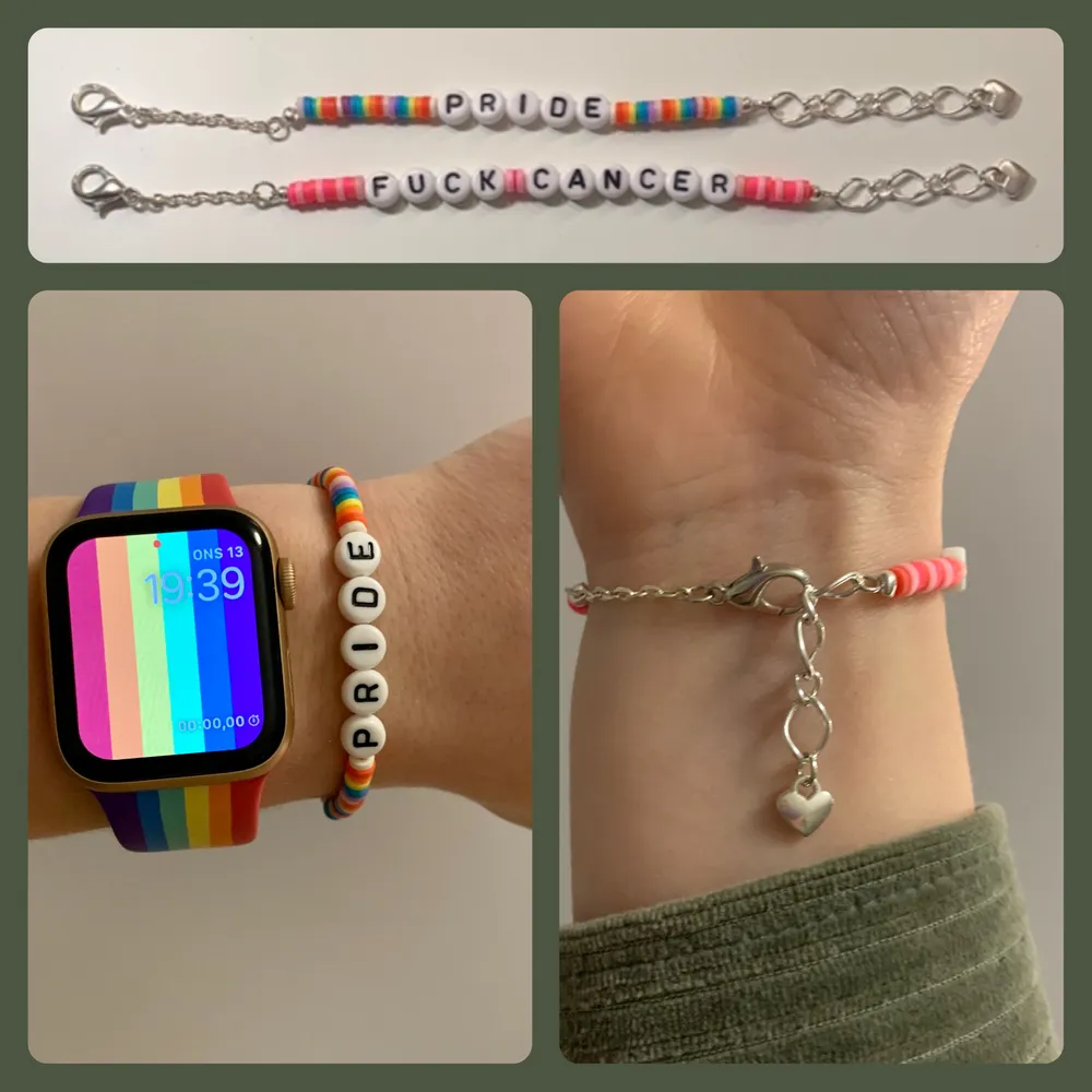 🏳️‍🌈Pride armband🏳️‍🌈 Silvrig kedja och reglerbar längd med en hjärtberlock som tyngd🥰 OBS! Exakt dessa armband finns inte kvar men jag kan göra liknande så kontakta mig om du är intresserad ❣️. Accessoarer.