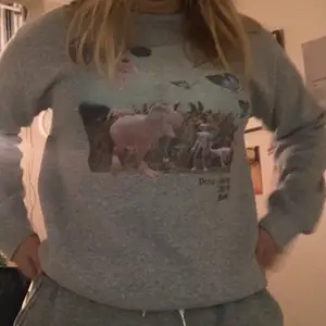 Superfin grå sweatshirt med snyggt tryck🖤Ställ gärna frågor!🪐