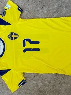 Sverige fotbollströja Gyökeres 11 - Gul och blå fotbollströja från Adidas med Sveriges landslagsmärke på bröstet och nummer 11 på både fram- och baksida. Namnet Gyökeres står tryckt på ryggen. Tröjan har korta ärmar och är tillverkad i lätt och ventilerande material.
