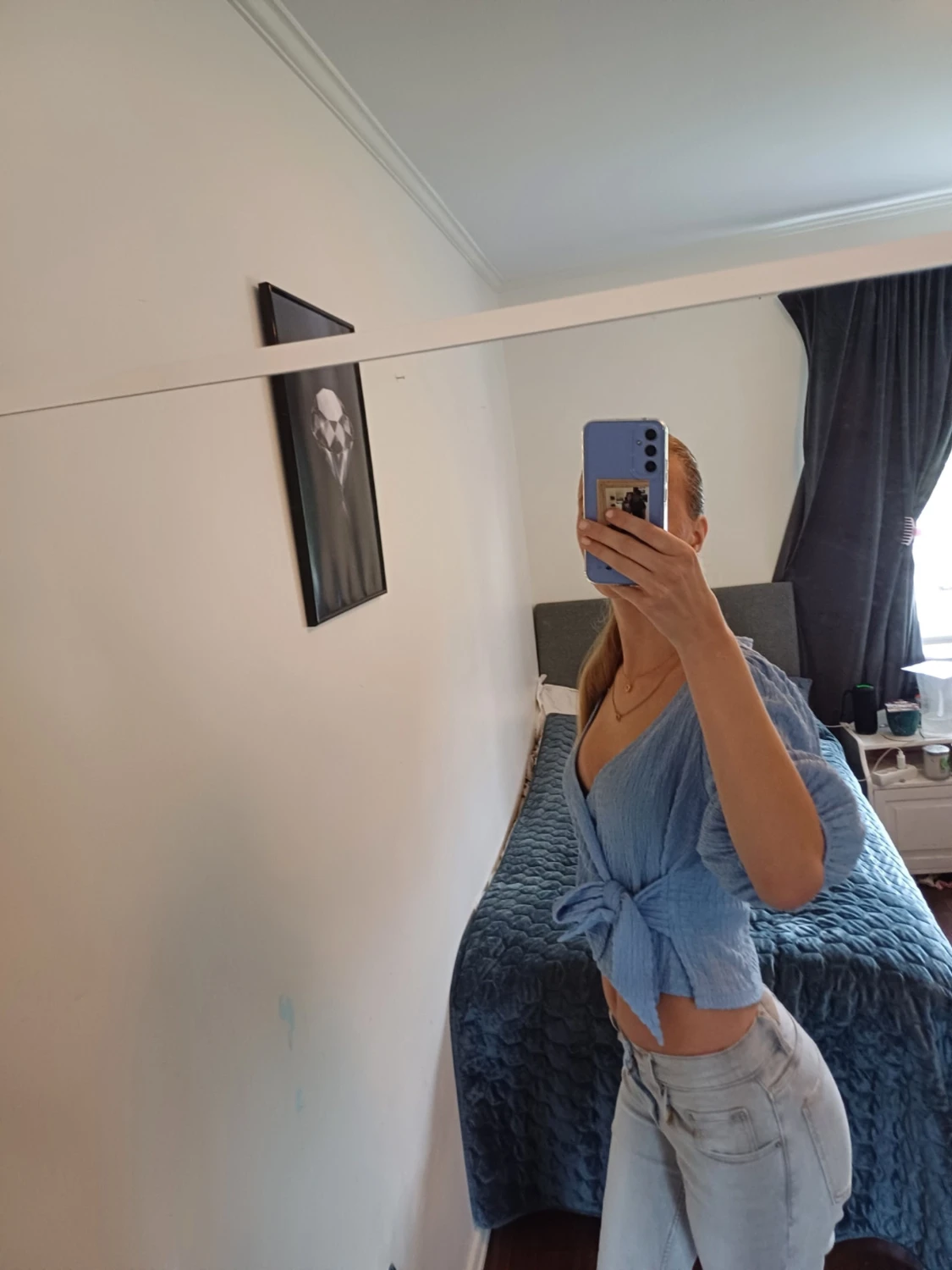 Blå omlottopp med knyt - 2