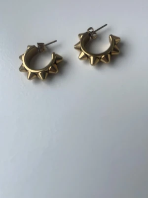 Guldiga hoops med nitar - ✨ Taggiga guldiga örhängen från Edblad Mycket bra skick. Pris: 140 kr Först till kvarn!