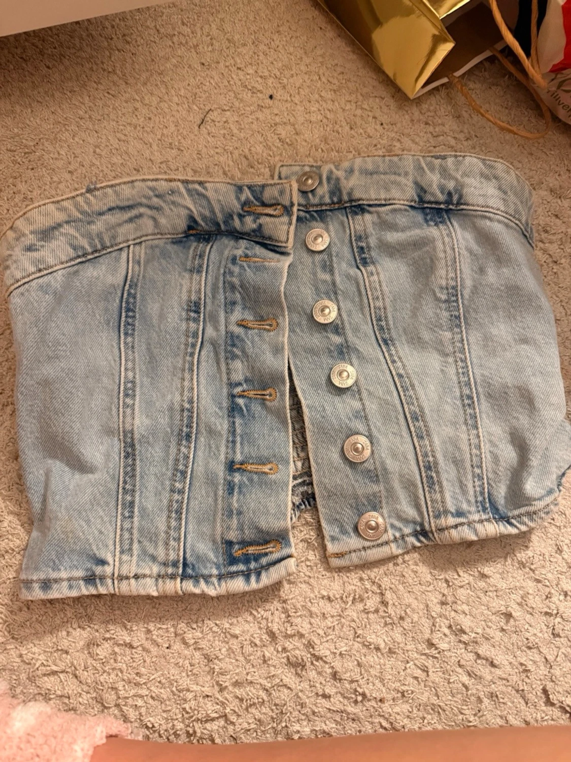 Ljusblå denim tubtopp från Zara