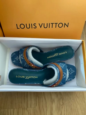 Louis Vuitton denim pumps med klack - Säljer dessa snygga klackar, kommer med en påse och själva lådan✨