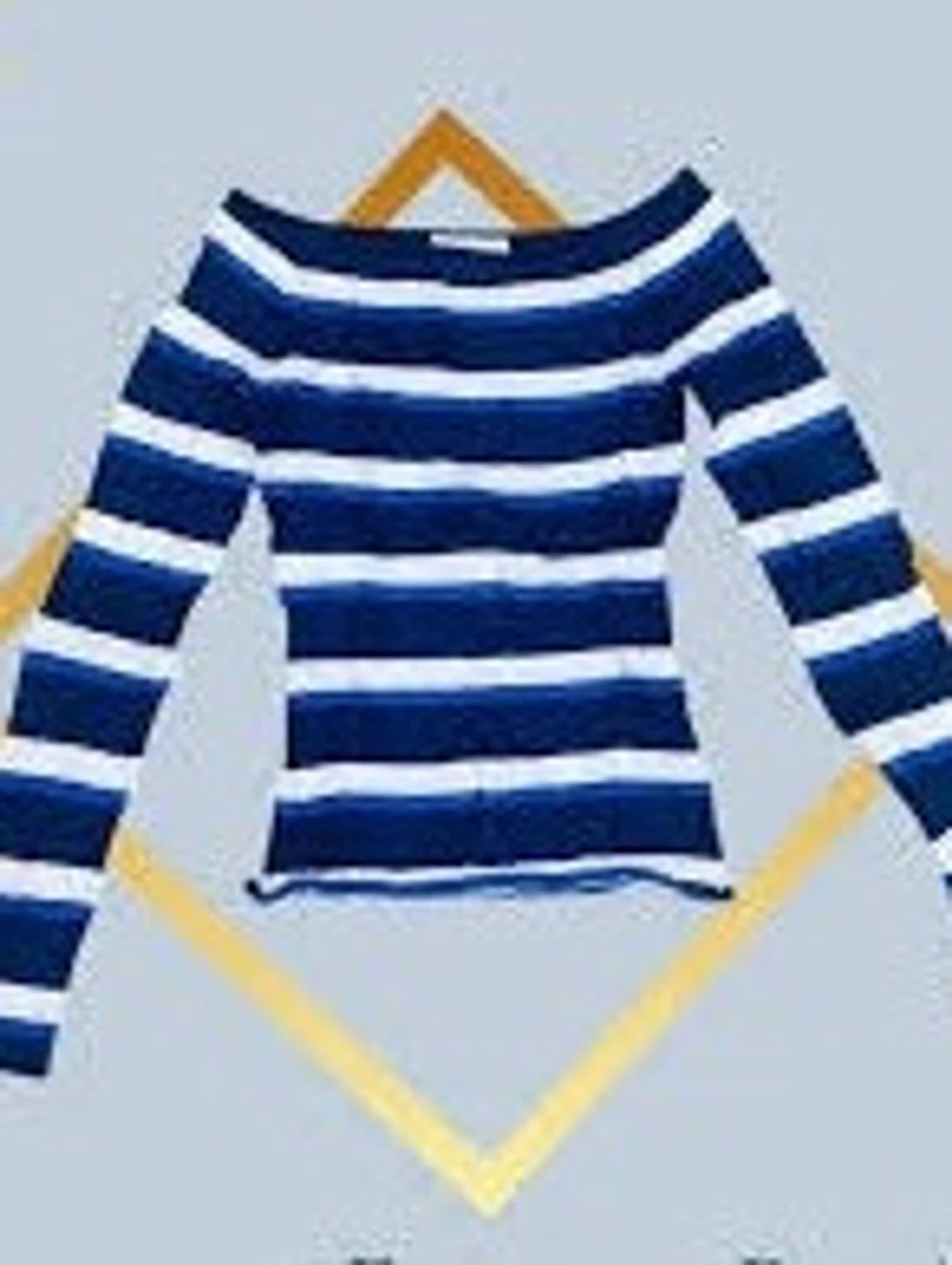 Randig långärmad topp i blått och vitt