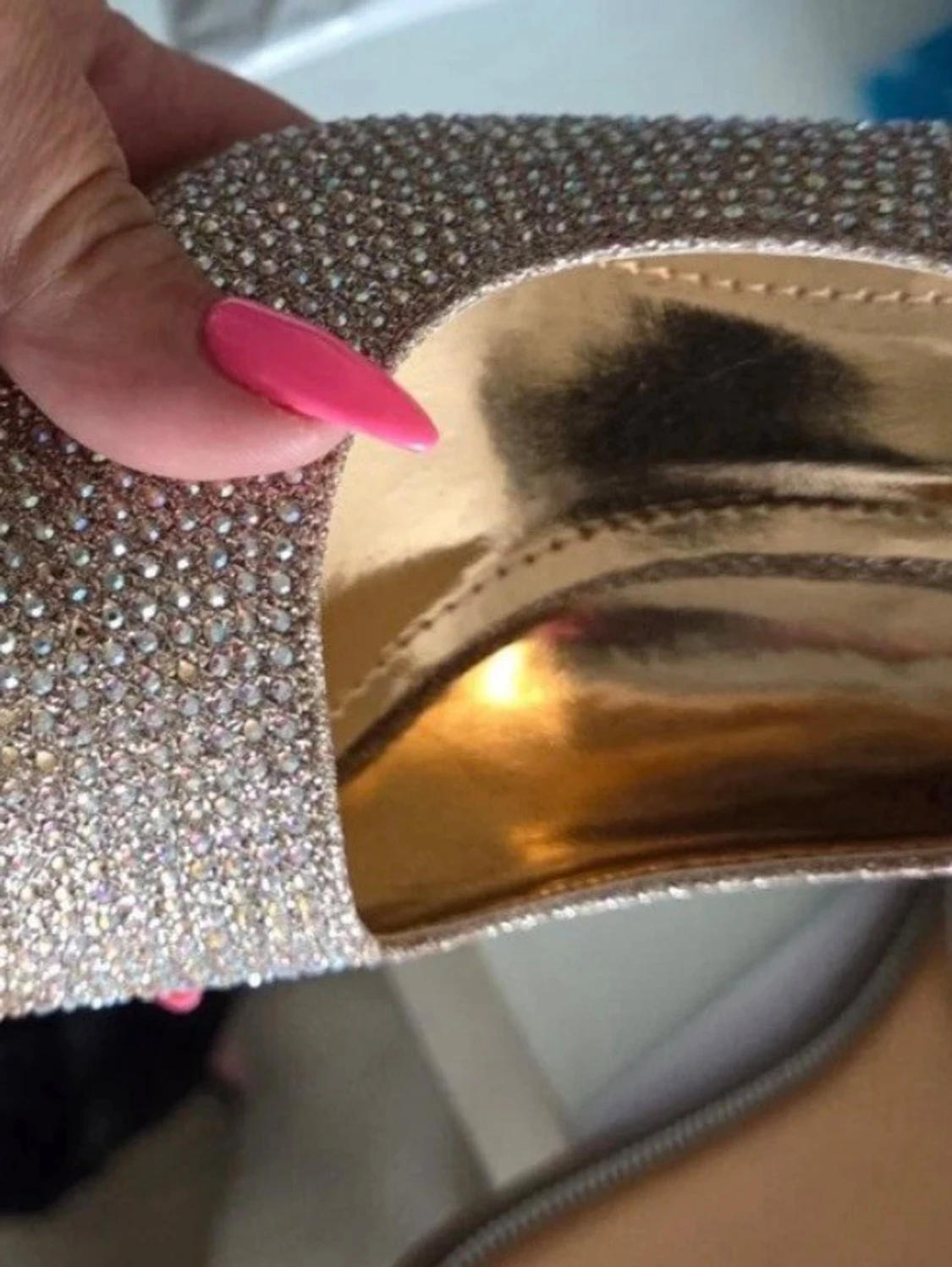 Glittriga roseguld pumps med strass - 2