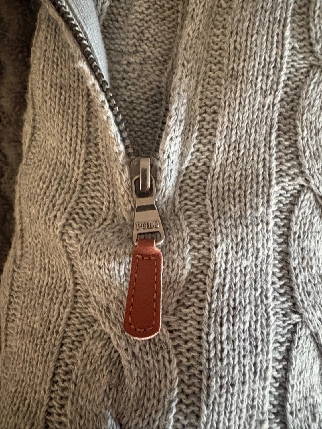 Ljusgrå kabelstickad tröja Polo Ralph Lauren - 3