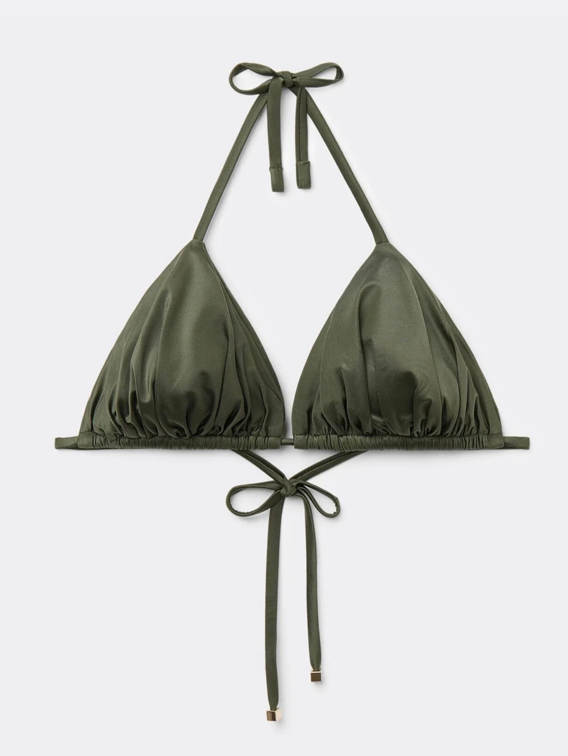 Olivgrön trekantsbikini med knyt