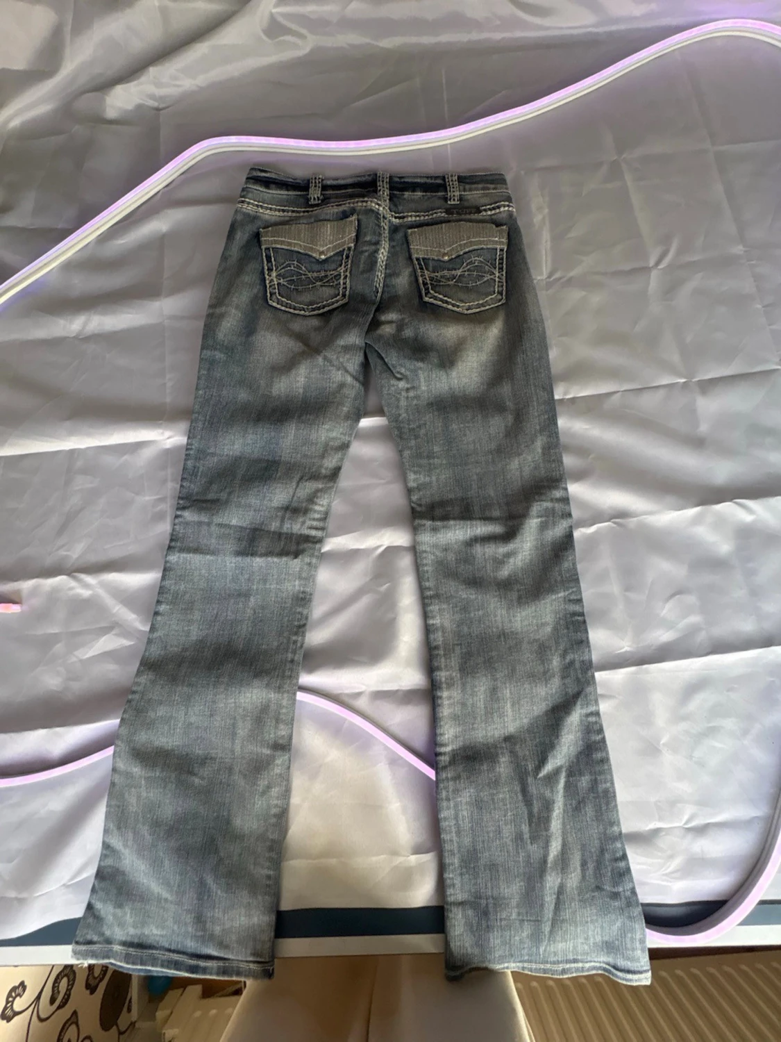 Gråa jeans med bling från Cowgirl tuff Y2k - 3