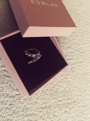 Silvriga örhängen från Edblad💗 - Säljer en cool silver örhängen från Edblad med ett unikt, kantigt mönster som ger en edgy känsla. Örhängena är i metall och kommer i original ask. Perfekt för dig som vill sticka ut med dina accessoarer.💗