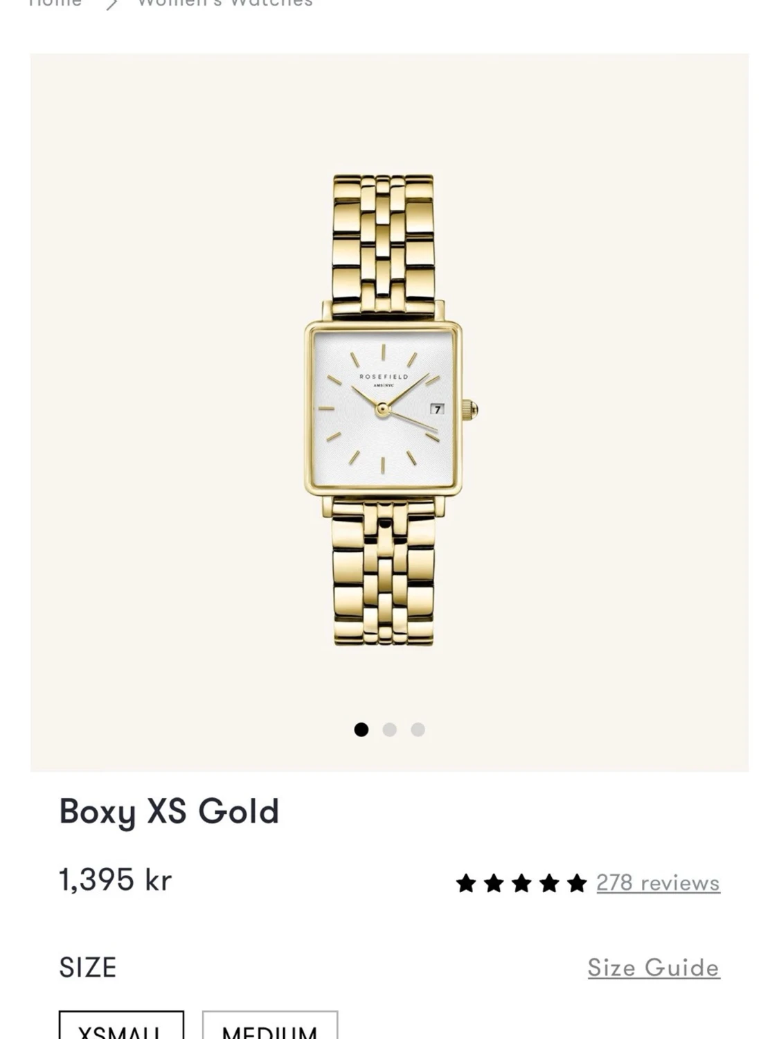 Rosefield Boxy XS guld klocka