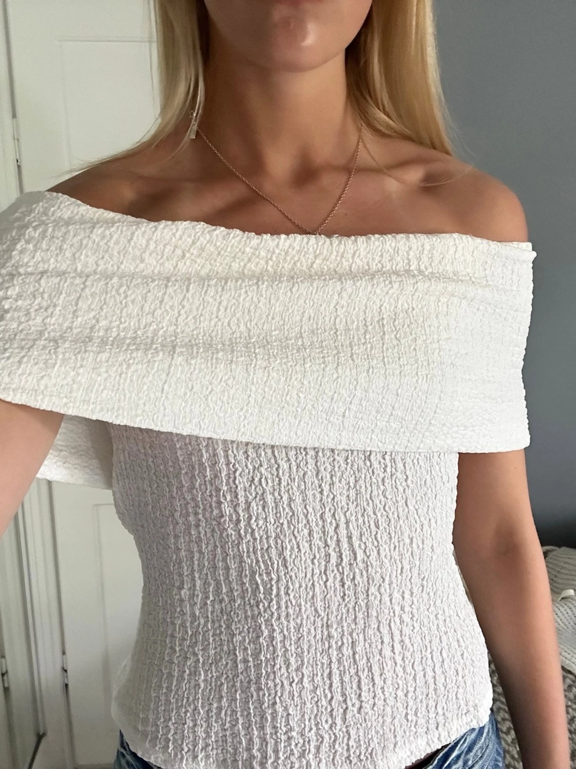 Vit off shoulder topp - 2