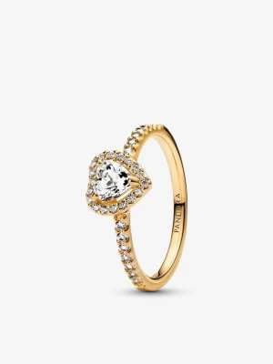Pandora guldpläterad hjärtring - Superfin ring från Pandora i guldplätering med en gnistrande hjärtformad sten i mitten och små klara stenar längs hela ringen. Perfekt för dig som gillar eleganta och romantiska smycken med extra bling.