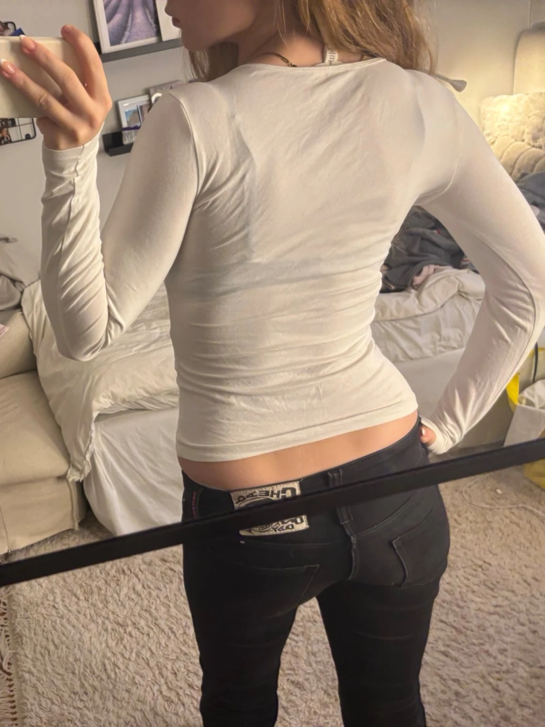 Vit långärmad topp - 3