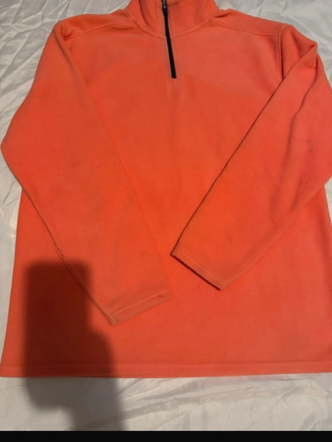 Orange fleece-tröja med halv dragkedja - 1