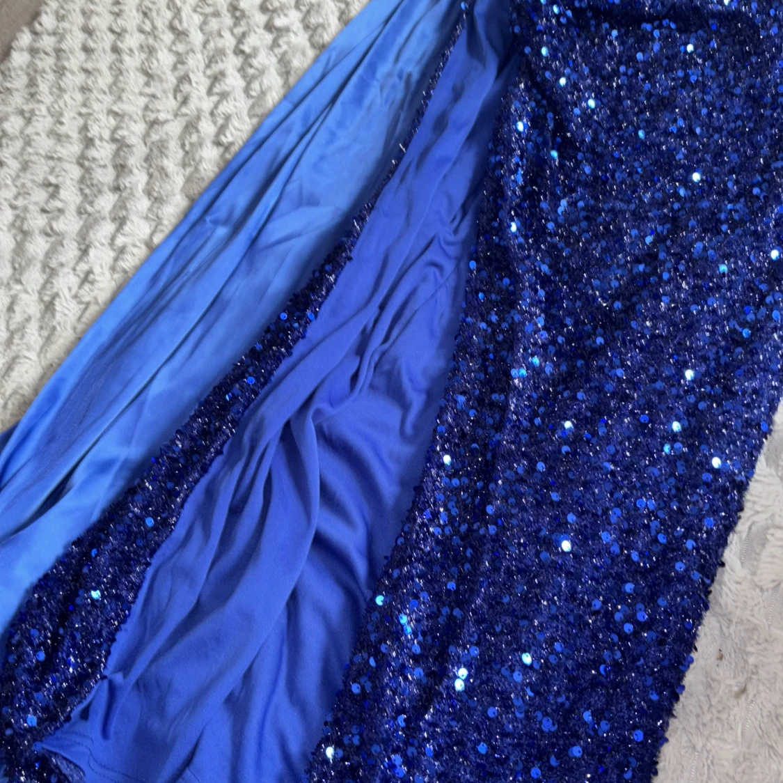 Blå glittrig bal/ fest långklänning med paljetter - 1