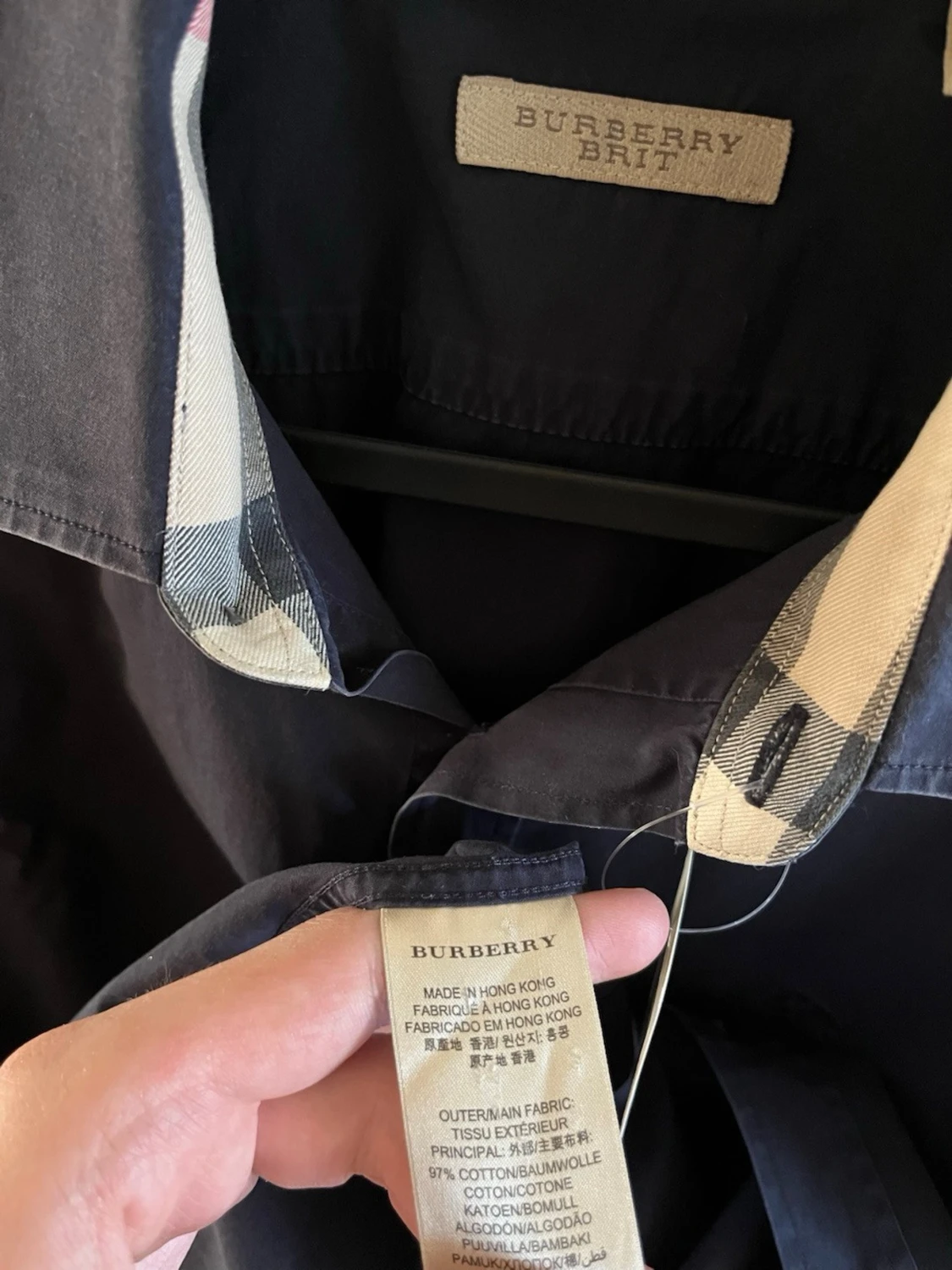 Marinblå burberry skjorta storlek XL - 4