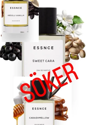 Essnce parfym Sweet Cara & fler - Söker dessa parfymer från Essnce, bland annat Sweet Cara, Absolu Vanilla och Carashmellow. Ingen fara om den är använd! ❤️