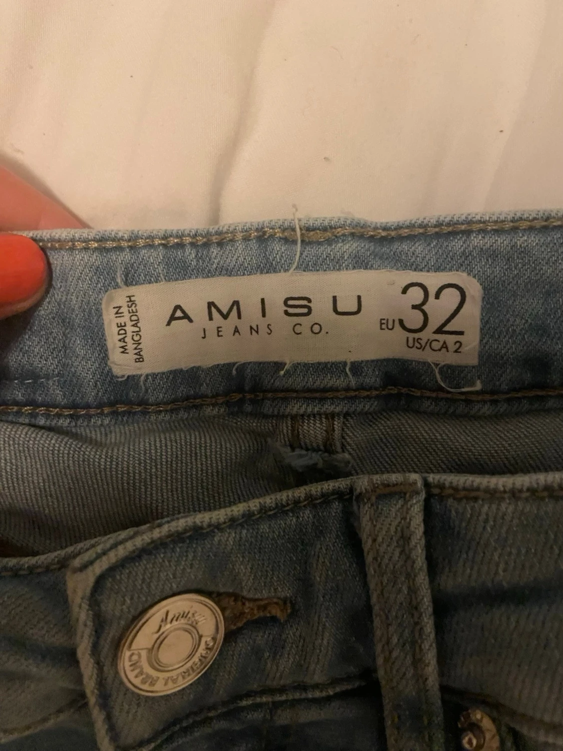 Blå jeansshorts med spetskant - 2