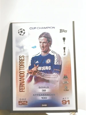 Fotbollssamlarkort Fernando Torres cup champion 25/26 match attack - Unikt fotbollssamlarkort med Fernando Torres i Chelsea-tröja. Kortet har silverfärgad bakgrund, statistik och klubbmärke. Perfekt för samlare av sportkort eller fotbollsminnen. Perfekt för Chelsea fans eller bara vanliga kortsamlare. Kommer i sleeve 