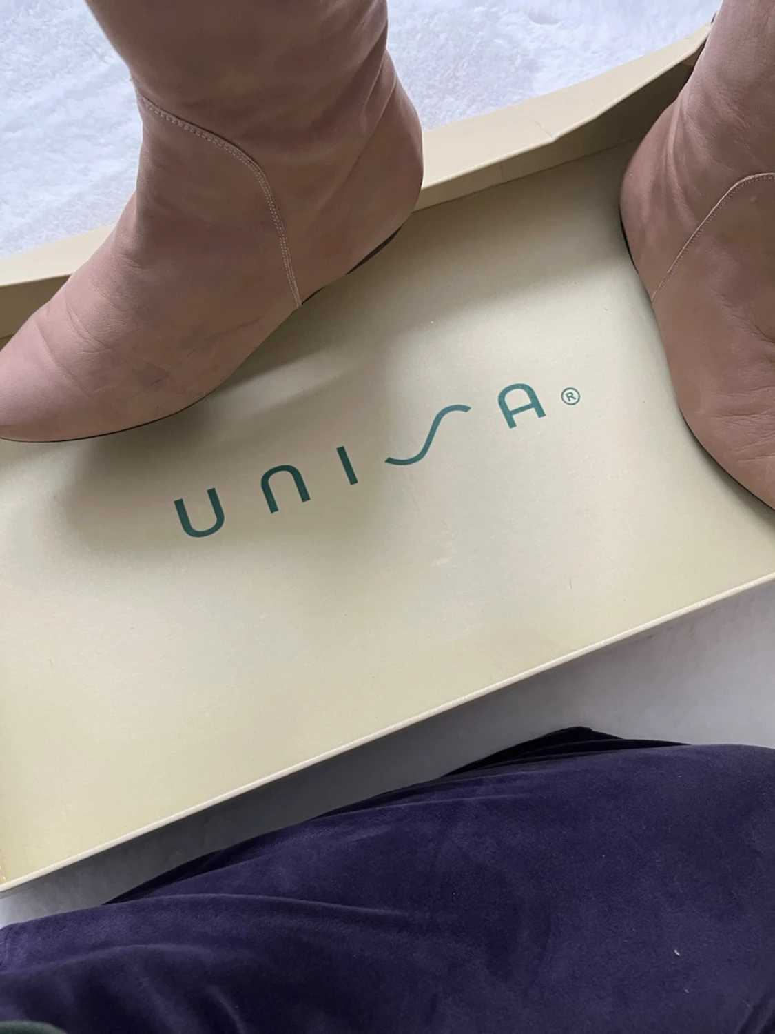 Beiga knähöga snörstövlar från Unisa - 1