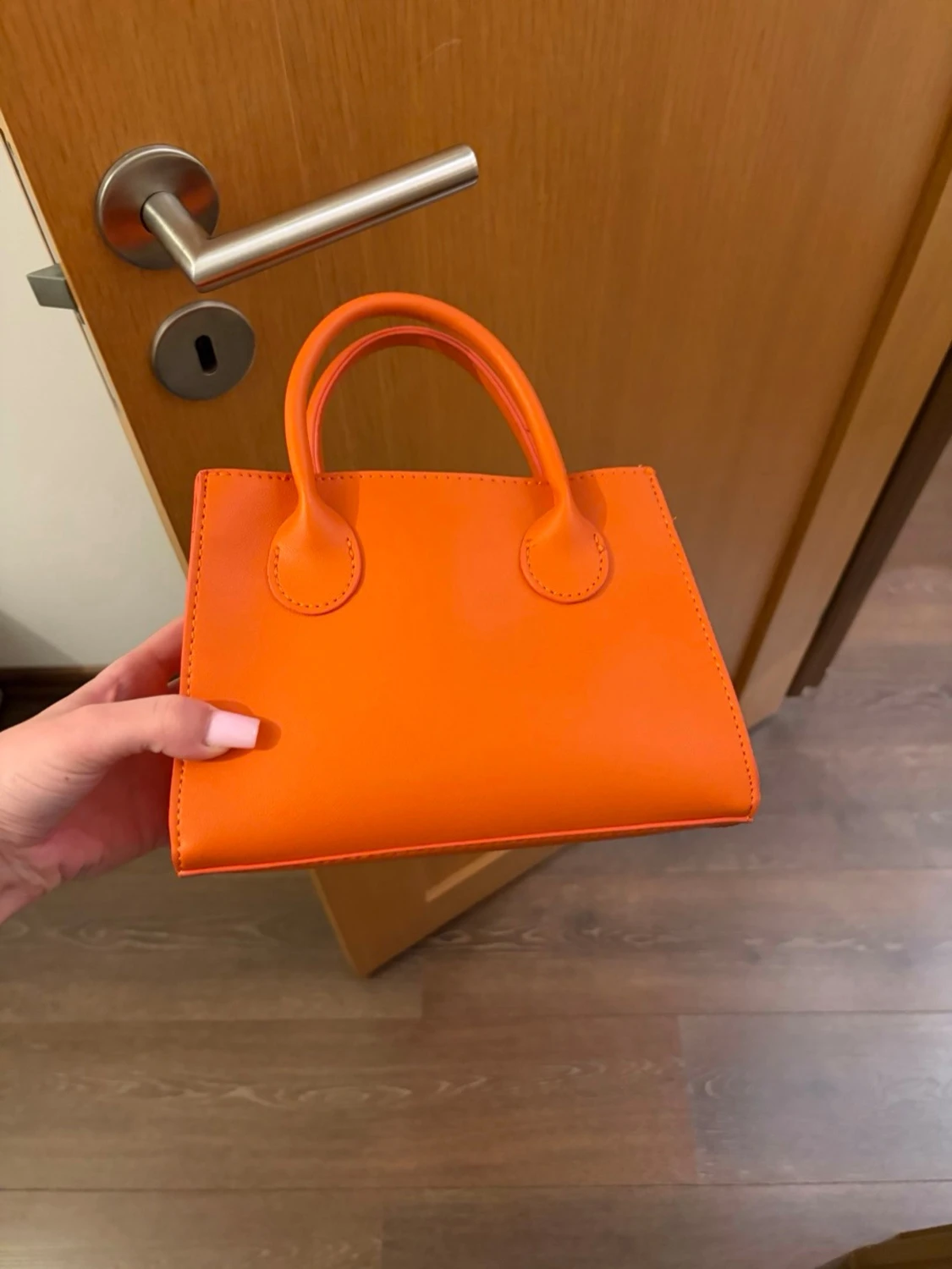 Mini orange handväska med handtag - 1