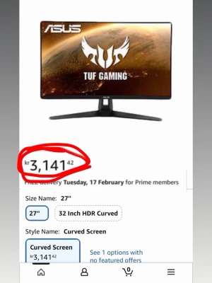 ASUS TUF Gaming Skärm 27t 165hz - ASUS TUF Gaming Skärm 27tum 165hz Ganska bra skick! 