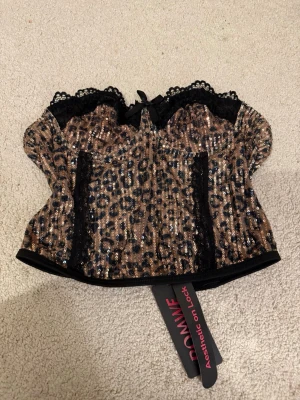 Leopardmönstrad paljettkorsett  - Storlek S