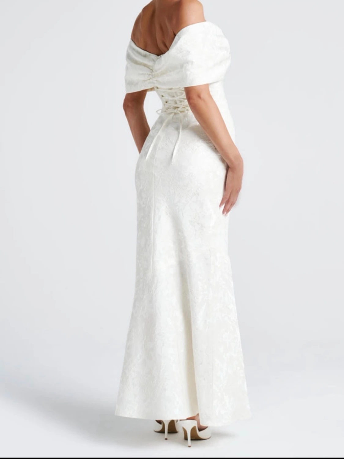 Vit offshoulder långklänning - 1