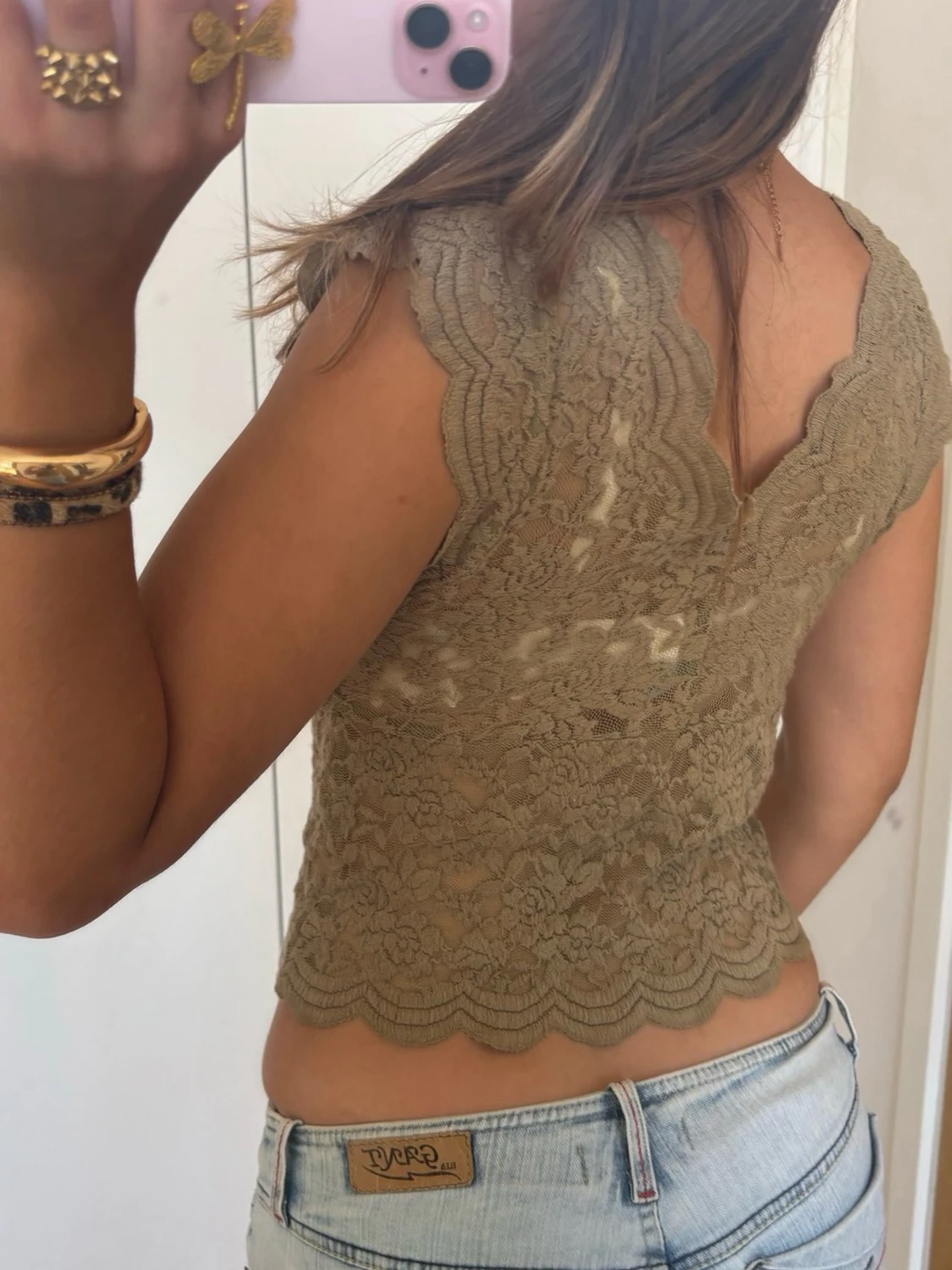 Zara khaki vringad spetstopp - 1