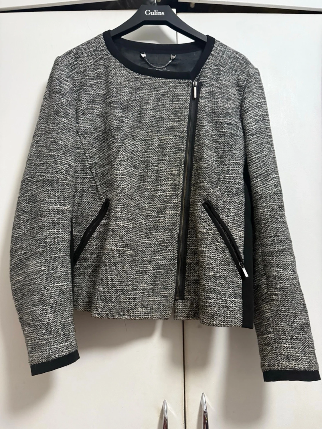 Gråmelerad kavaj med dragkedja - 1