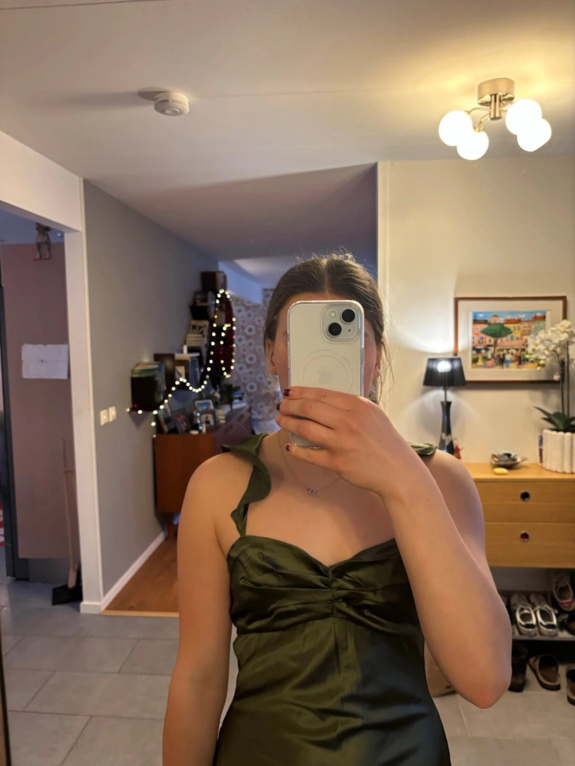 Mörkgrön långklänning  - 1