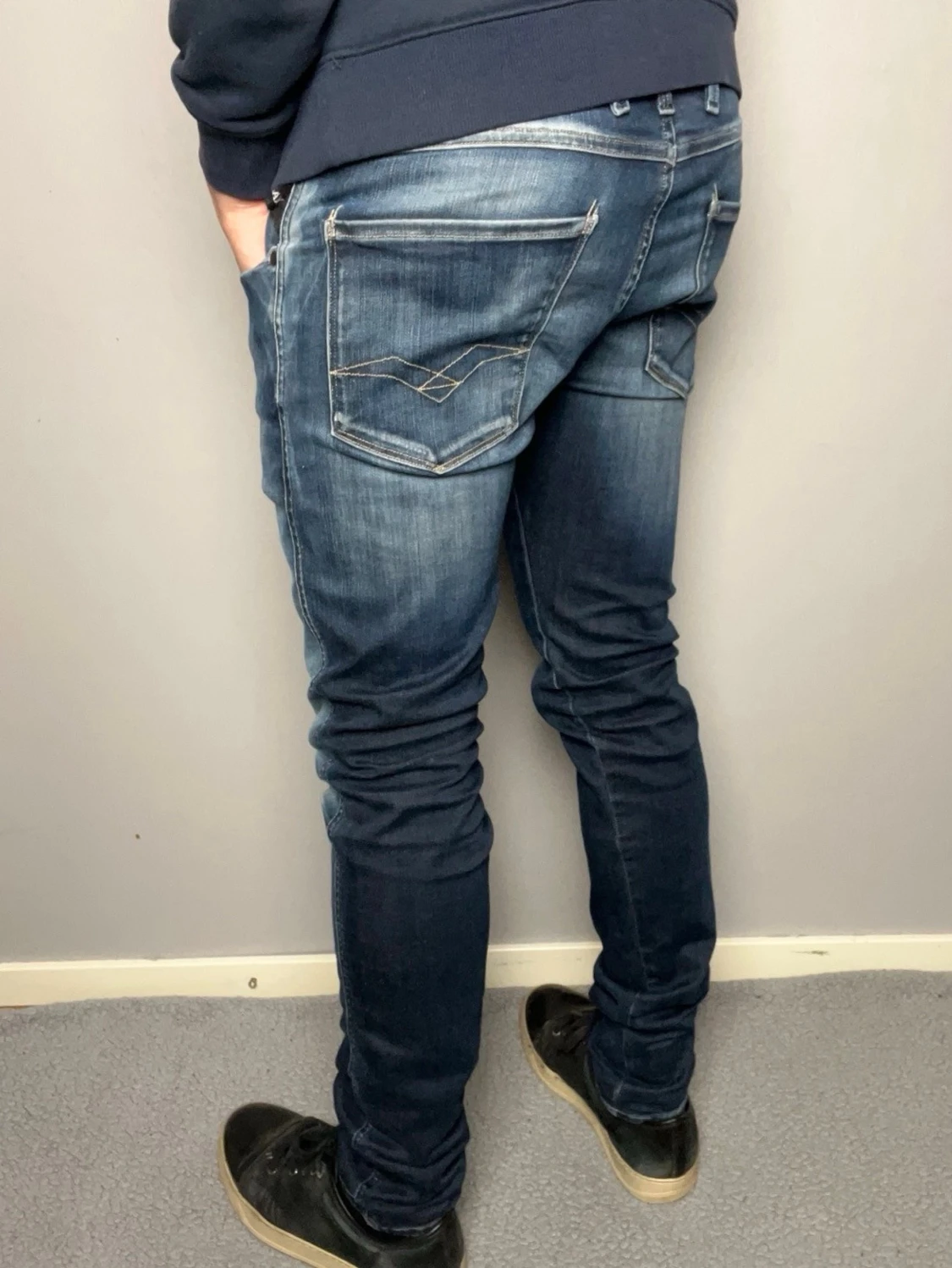 Mörkblå replay anbass jeans - 1