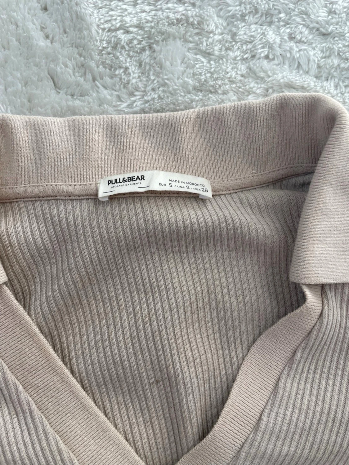 Beige ribbad topp från Pull&Bear - 1