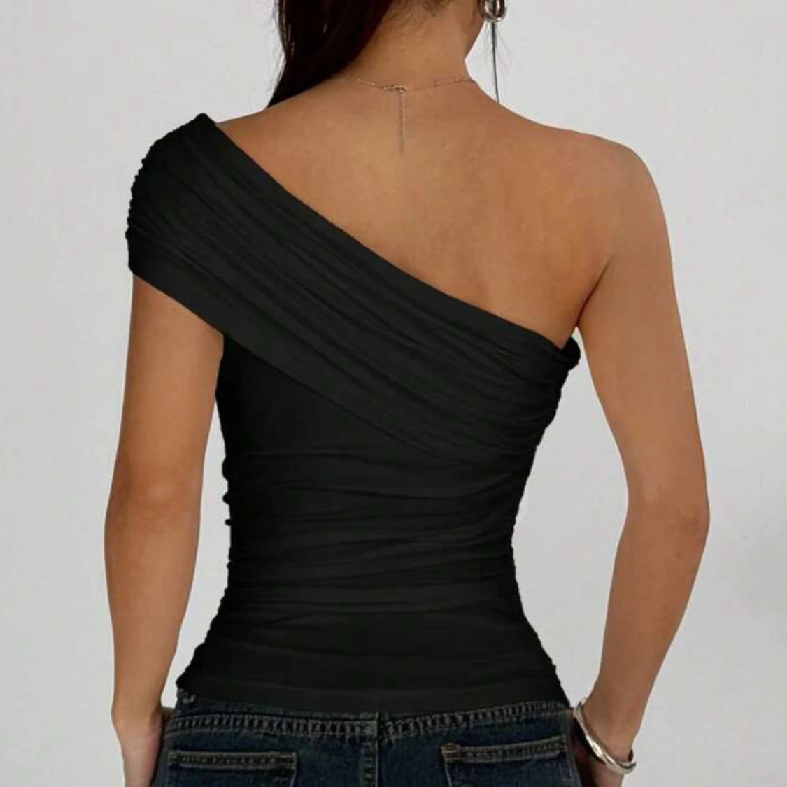 Svart one shoulder topp - 1