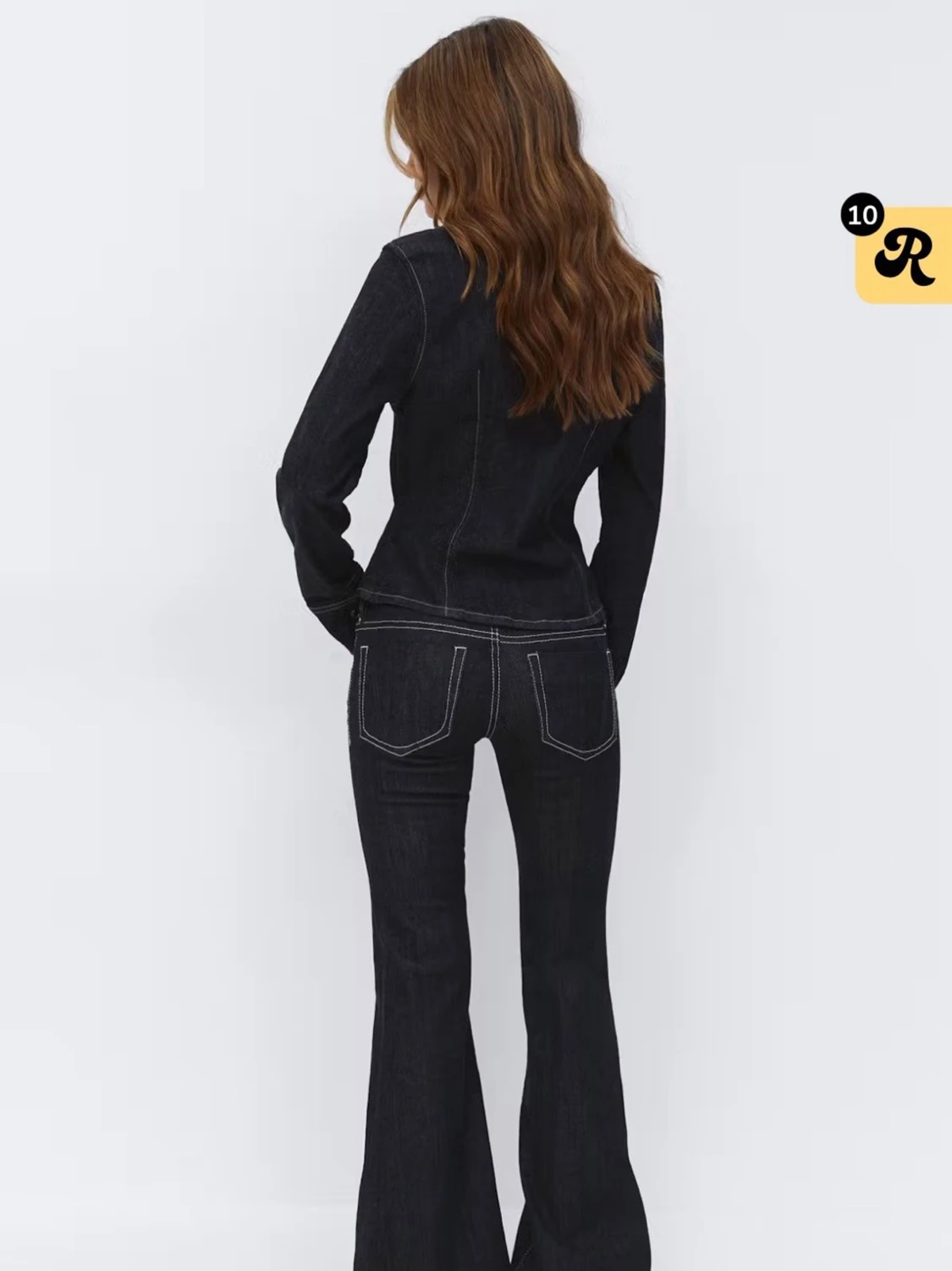 Mörkblåa  ultra low flare jeans - 2