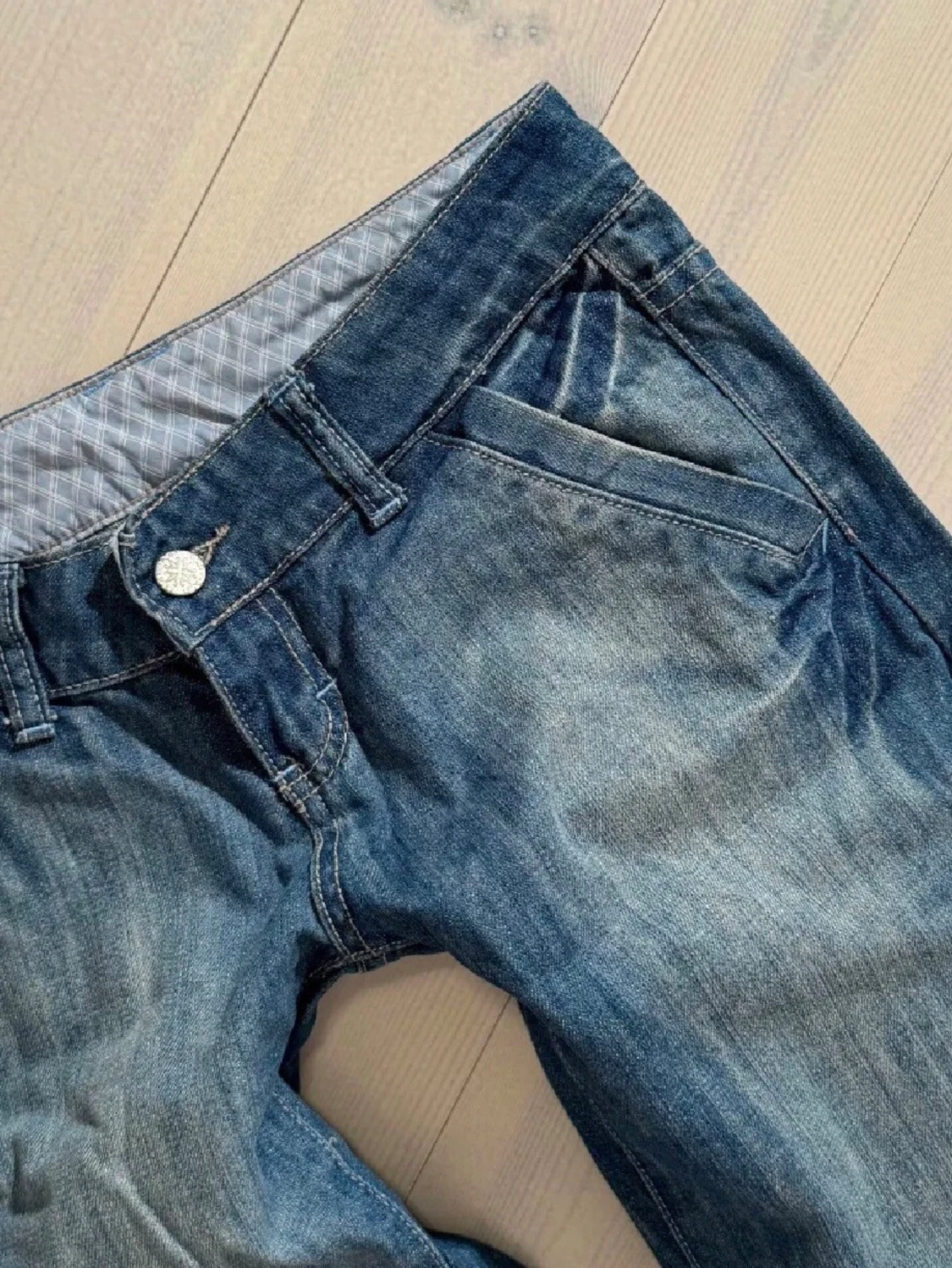 Blå bootcut jeans med låg midja - 4