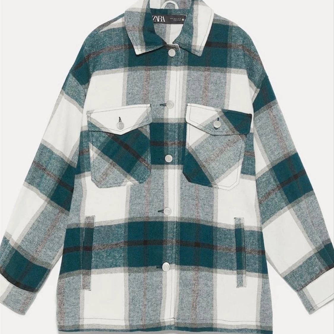 Grön/vit rutig jacka från Zara