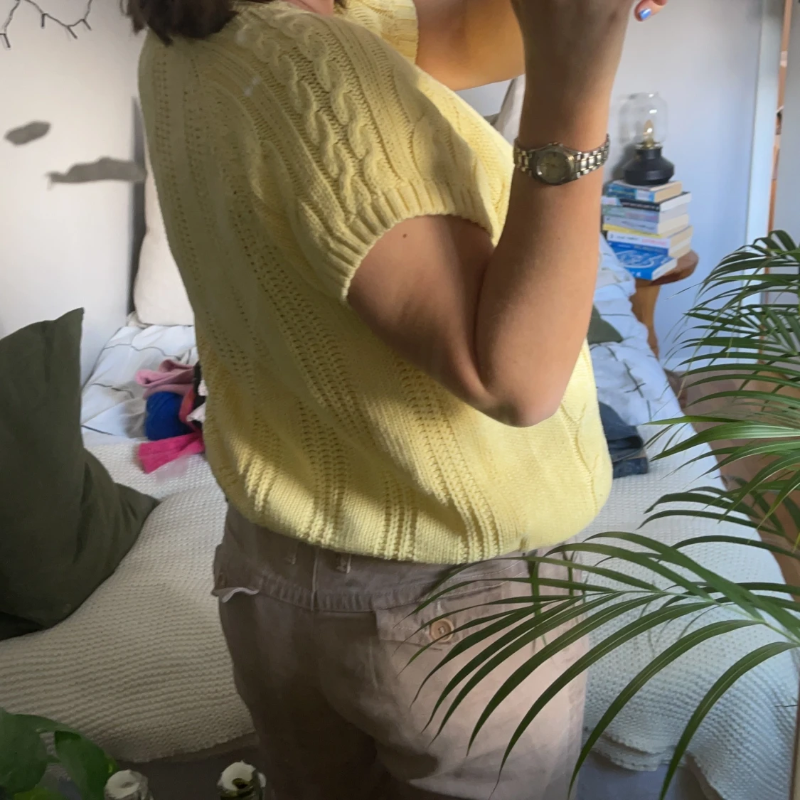 gul stickad topp - 90