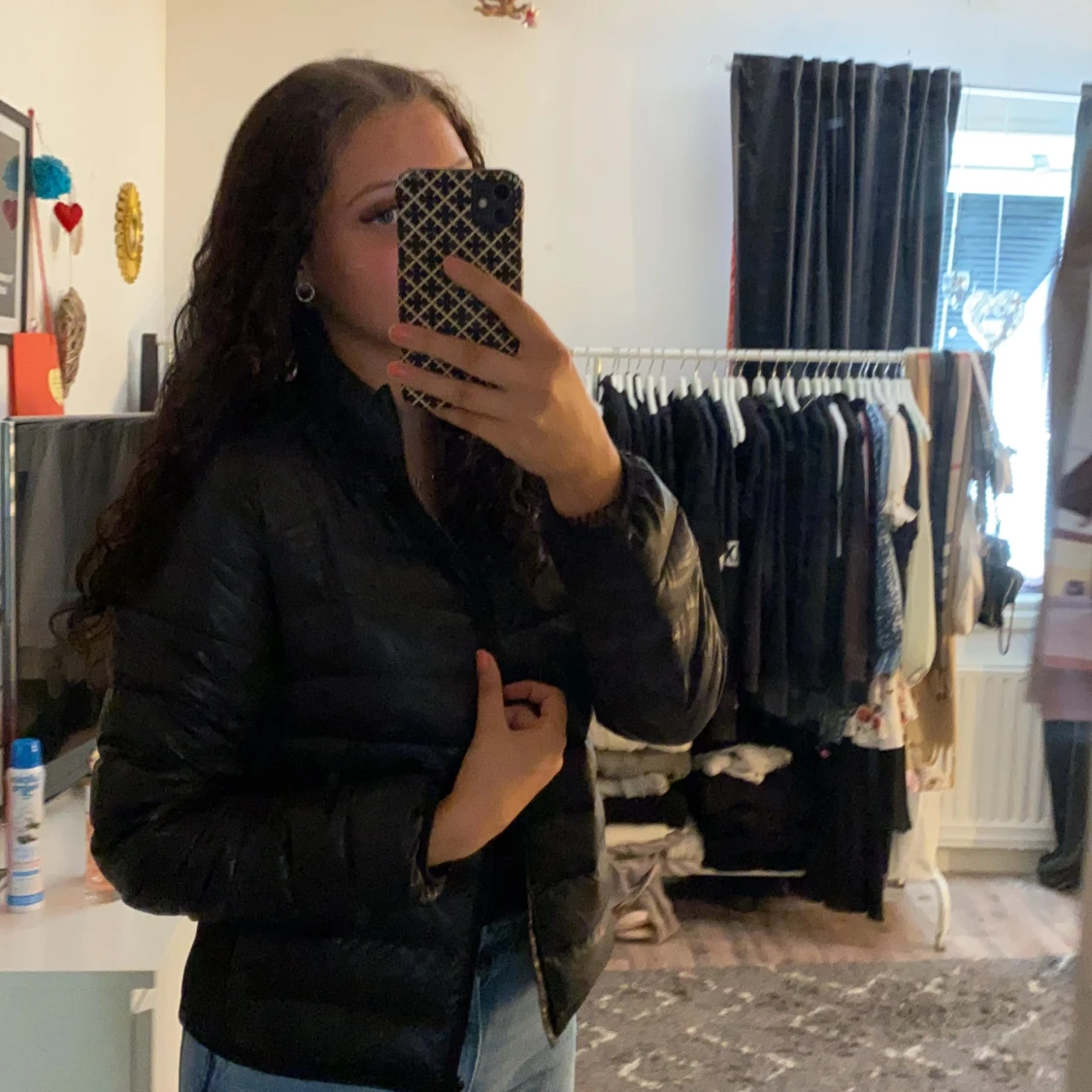 Svart dunjacka strl S - 90