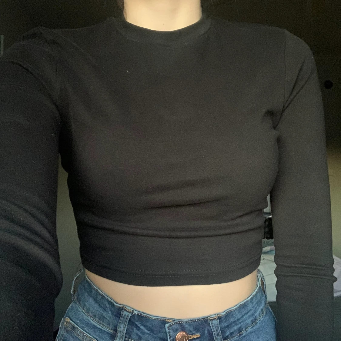 Svart tight långärmad tröja  - 90