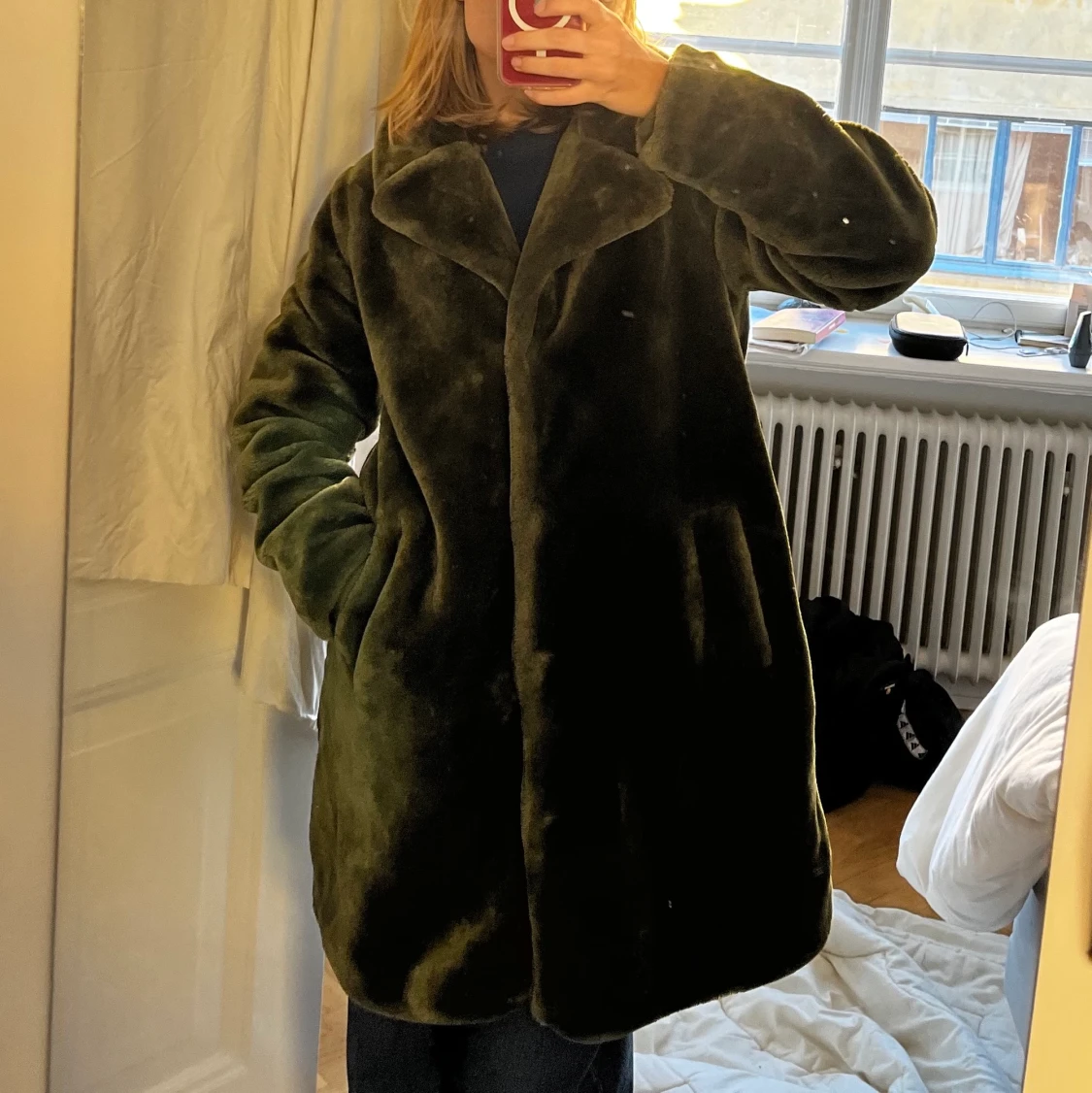 Grön jacka med fint foder, Teddy-känsla  - 90