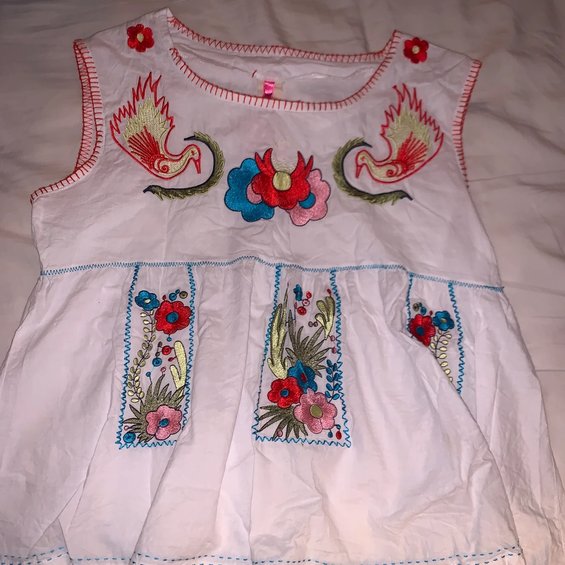 Vitt Blommig Linne - 90