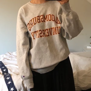 Champion sweatshirt  - Väldigt fin sweatshirt ifrån Champion! Tröjan är i storlek large och är i ett ”vintage” skick. Det finns ett litet hål på ena ärmen (som man ser på tredje bilden) men det är absolut inget man tänker på. Betalningen sker via swish och köparen står för frakten💓