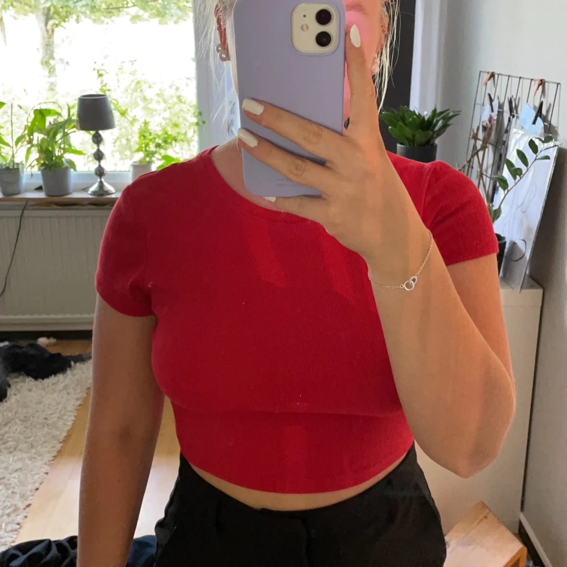 Röd croppad t-shirt 