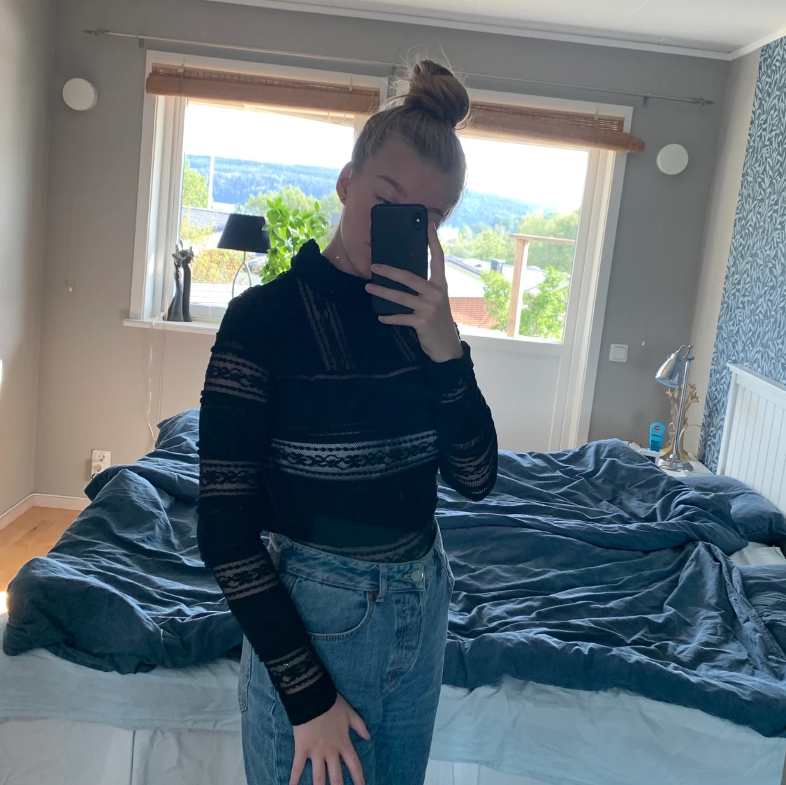 Tröja i spets, fransa, strl m - 90